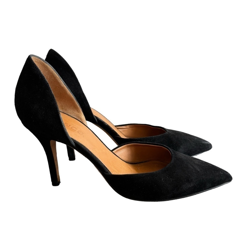 Vince Black Suede Pointed-Toe D'Orsay Pumps